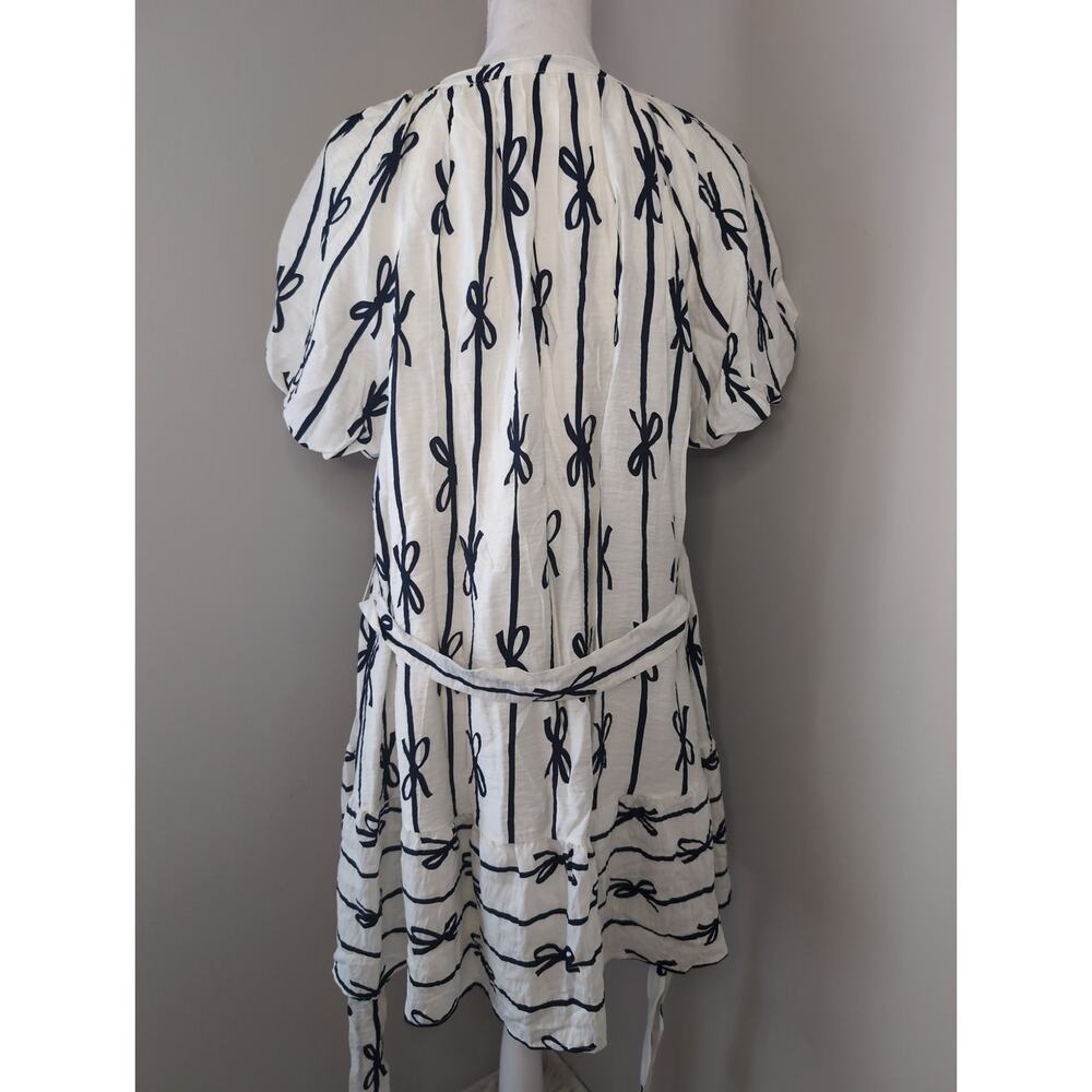 Umgee cottagecore bow print puff sleeve buttonfront dress lg - Picture 4 of 10